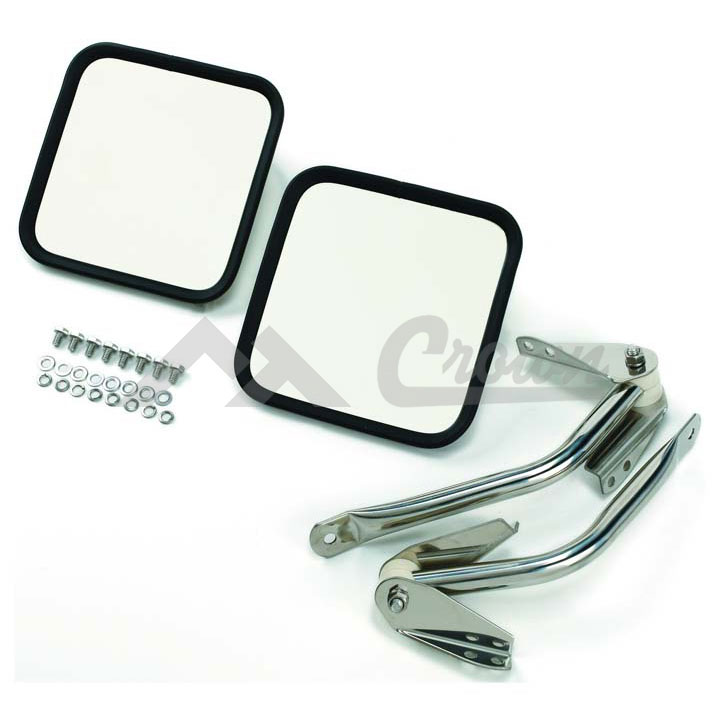 Mirror Kit 55-95 CJ and Wranglers, Stainless Steel