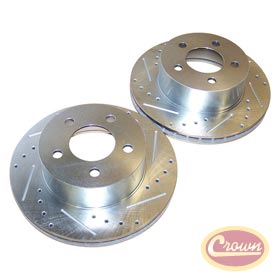 Front Drilled and Slotted Brake Rotor Set 90-99 Wranglers