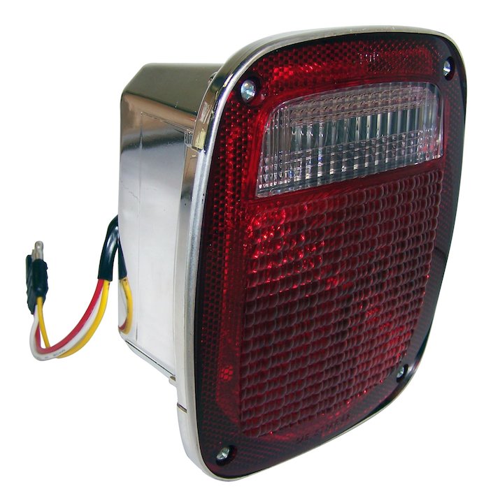 Right Tail Lamp with Side Marker, Chrome, 81-86 Jeep CJ