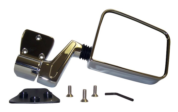 Left Side Mirror and Arm, Chrome, 87-02 Wranglers