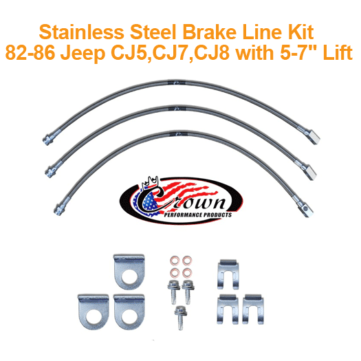 Stainless Steel Brake Line Kit 82-86 Jeep CJ5, CJ7, CJ8 with 0-7