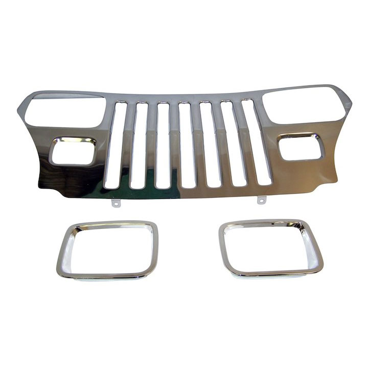 Stainless Steel Grille Overlay with Bezels 87-95 Wranglers