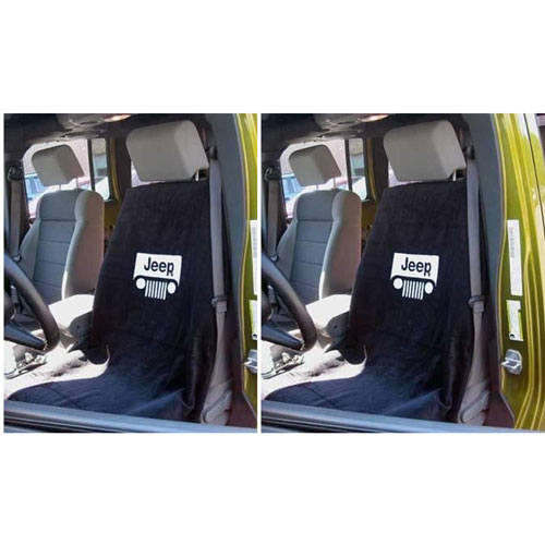Seat Towel Pair Jeep Grille Logo Black