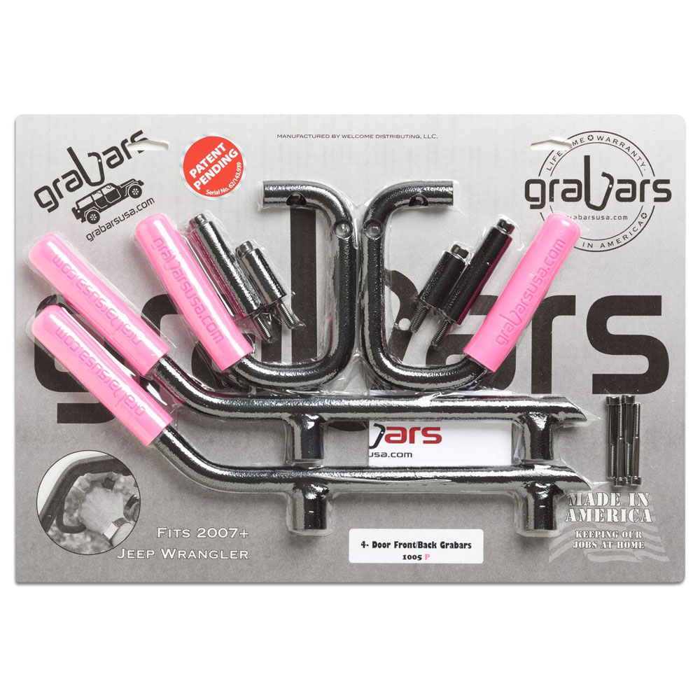 Front and Rear GraBars, Pink, 07-18 Jeep Wranglers 4 Doors