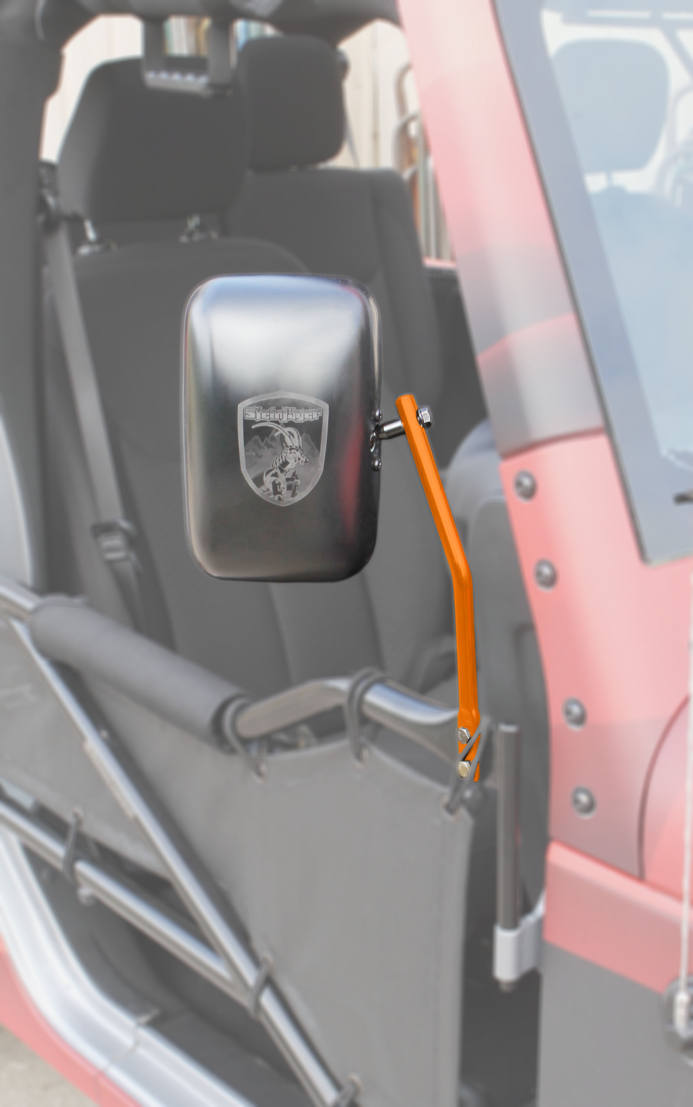 Jeep JK Wrangler Tube Door Mirror Kit Fluorescent Orange