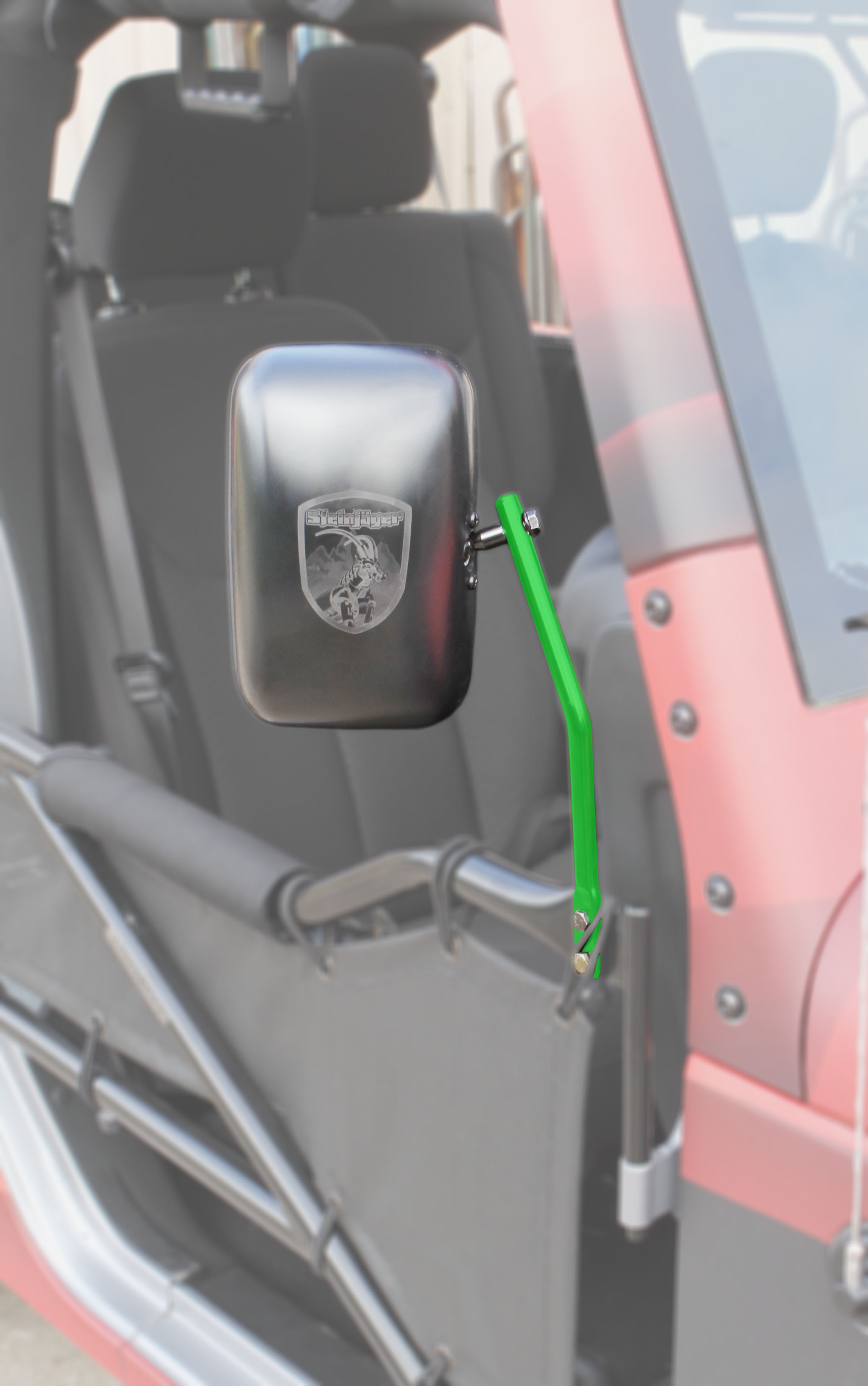 Jeep JK Wrangler Tube Door Mirror Kit Neon Green