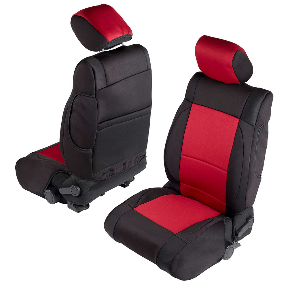 2007-12 Wrangler 2 Door Neoprene Seat Cover Set, Black/Red