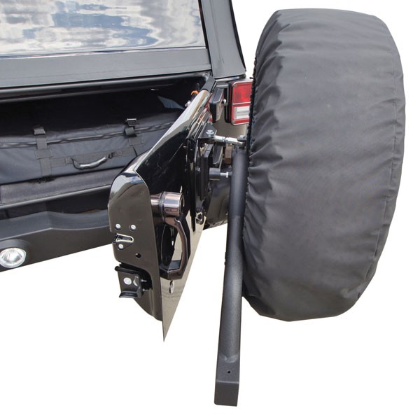 Rear Recovery Bumper with Swing Away Tire Carrier, Textured Black, 07-15 Wranglers