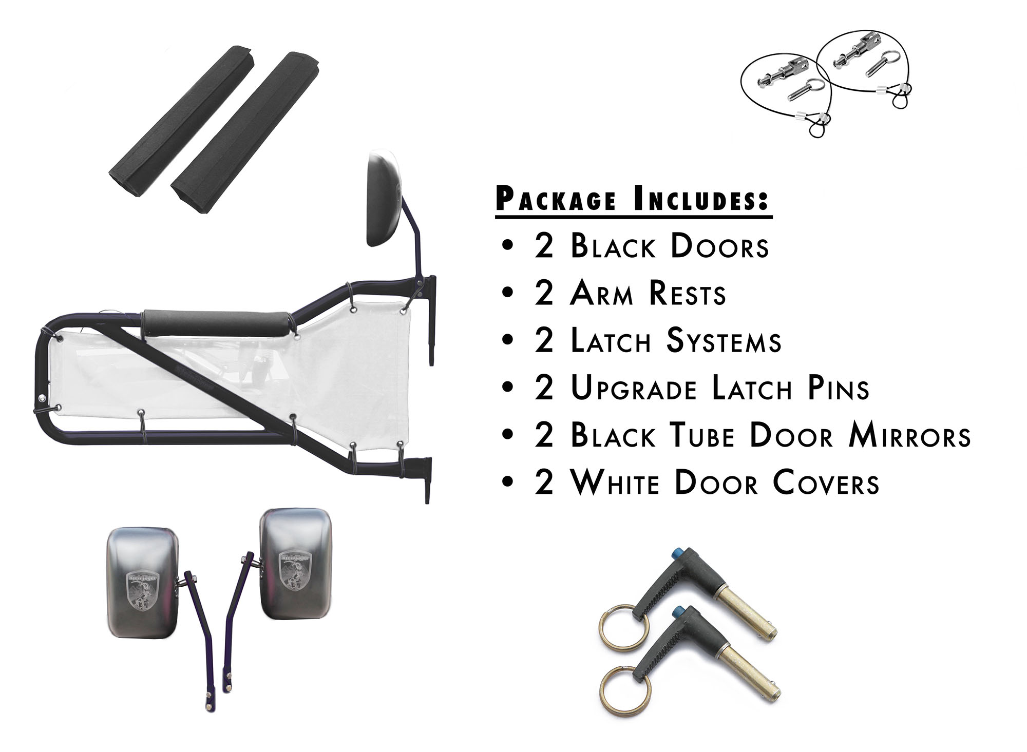 Jeep JK Wrangler Trail Door Kit Black with White Covers