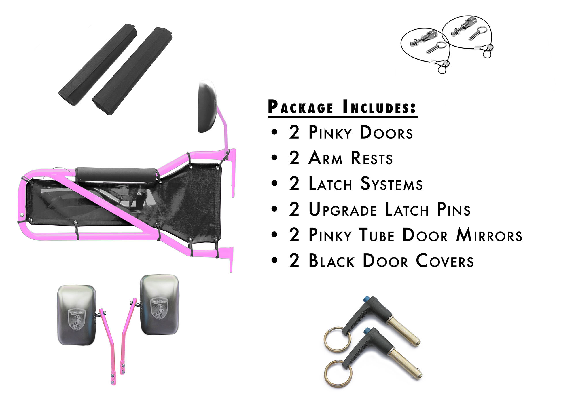 Jeep JK Wrangler Trail Door Kit Pinky with Black Covers