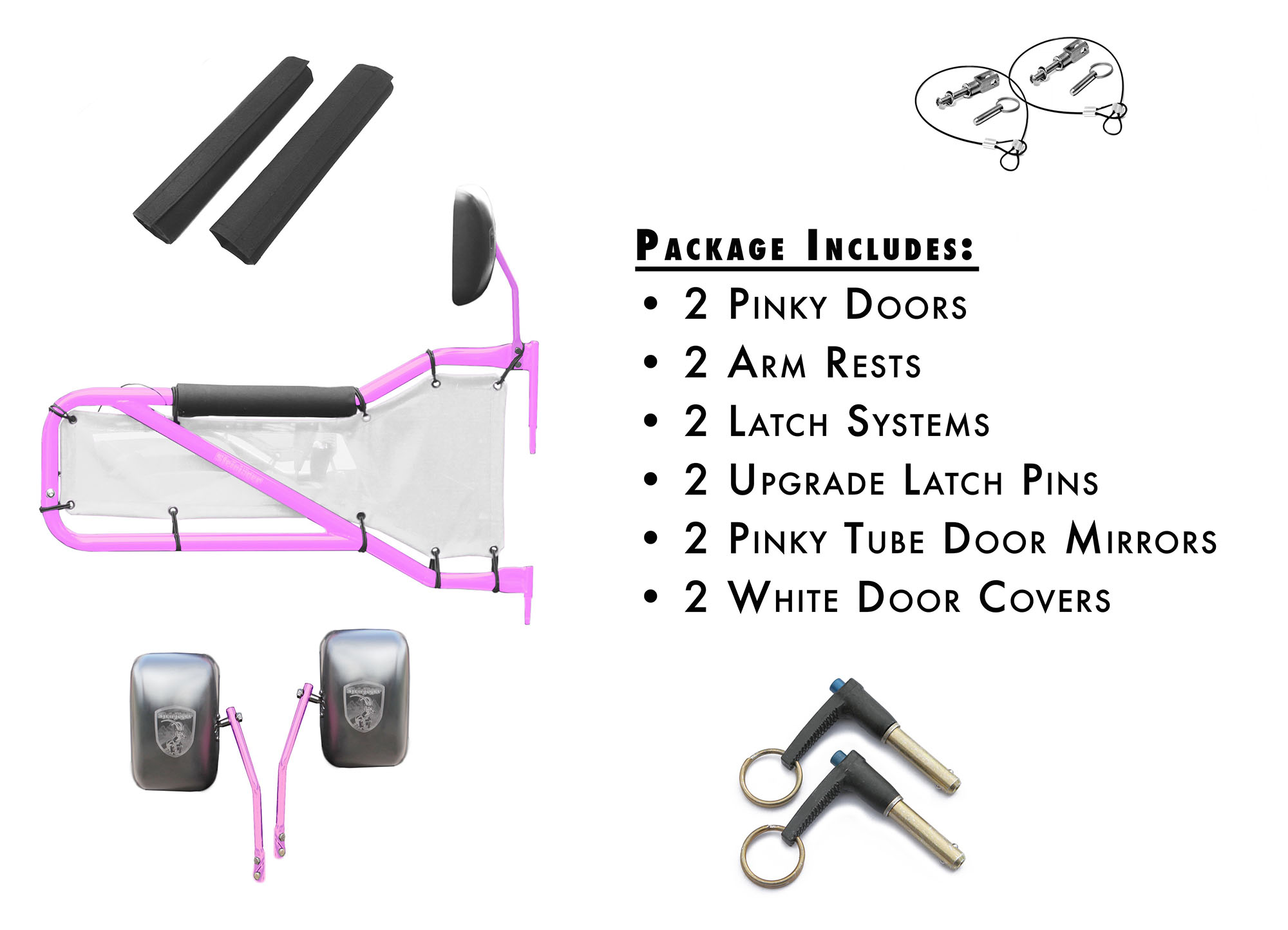 Jeep JK Wrangler Trail Door Kit Pinky with White Covers