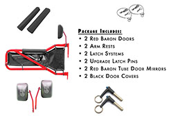 Jeep JK Wrangler Trail Door Kit Red with Black Covers