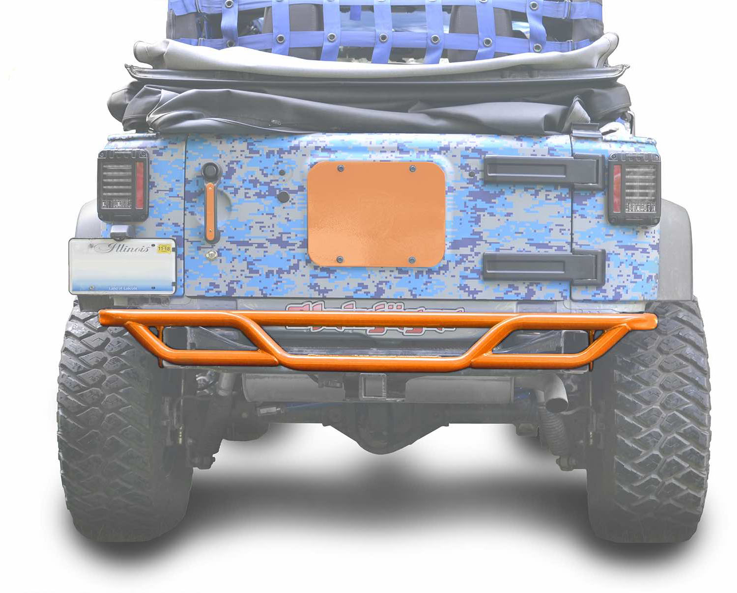 Jeep JK Wrangler Rear Tube Bumper Fluorescent Orange