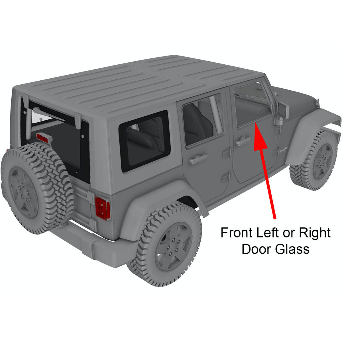 Left Side Front Door Glass Jeep Wrangler JK