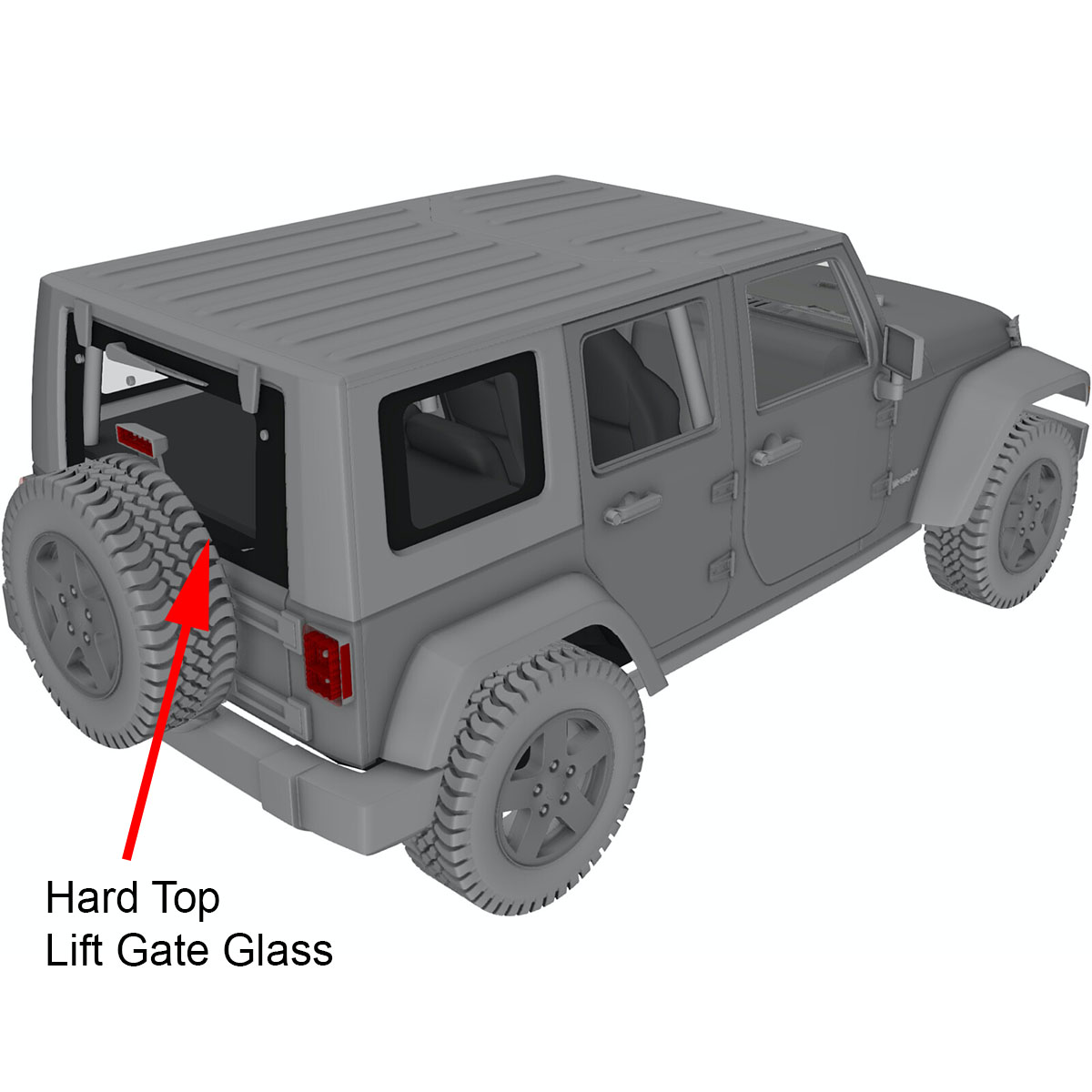 2011-18 Jeep JK Wrangler Liftgate Glass Defrost Gray Tint