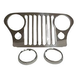 Jeep CJ Grille Overlay with Bezels 76-86 Stainless Steel