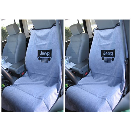 Grey Terry Cloth Seat Armour Front Car Seat Cover For Jeep with Smiley Face