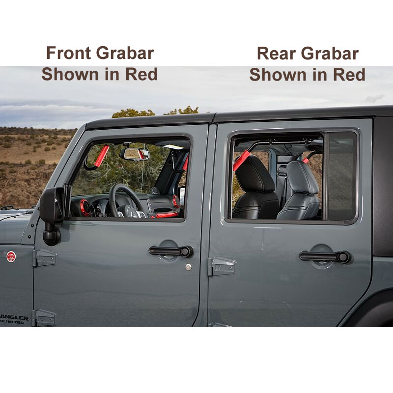 Front and Rear GraBars, Red, 07-16 Wranglers 2 Doors